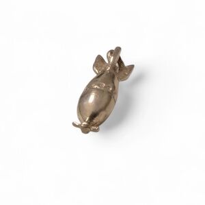 VINTAGE Silver Bomb Charm Pendant Small Little Boy Atomic Statement Jewelry Rare